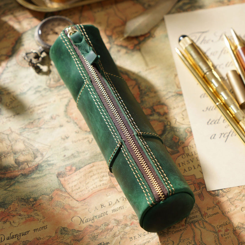 Genuine Leather Pencil Case, Make-up Brush Holder, Leather Pen Holder