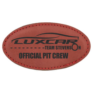 3 1/4" x 1 3/4" Laserable Leatherette Oval Badge Blank with Magnet