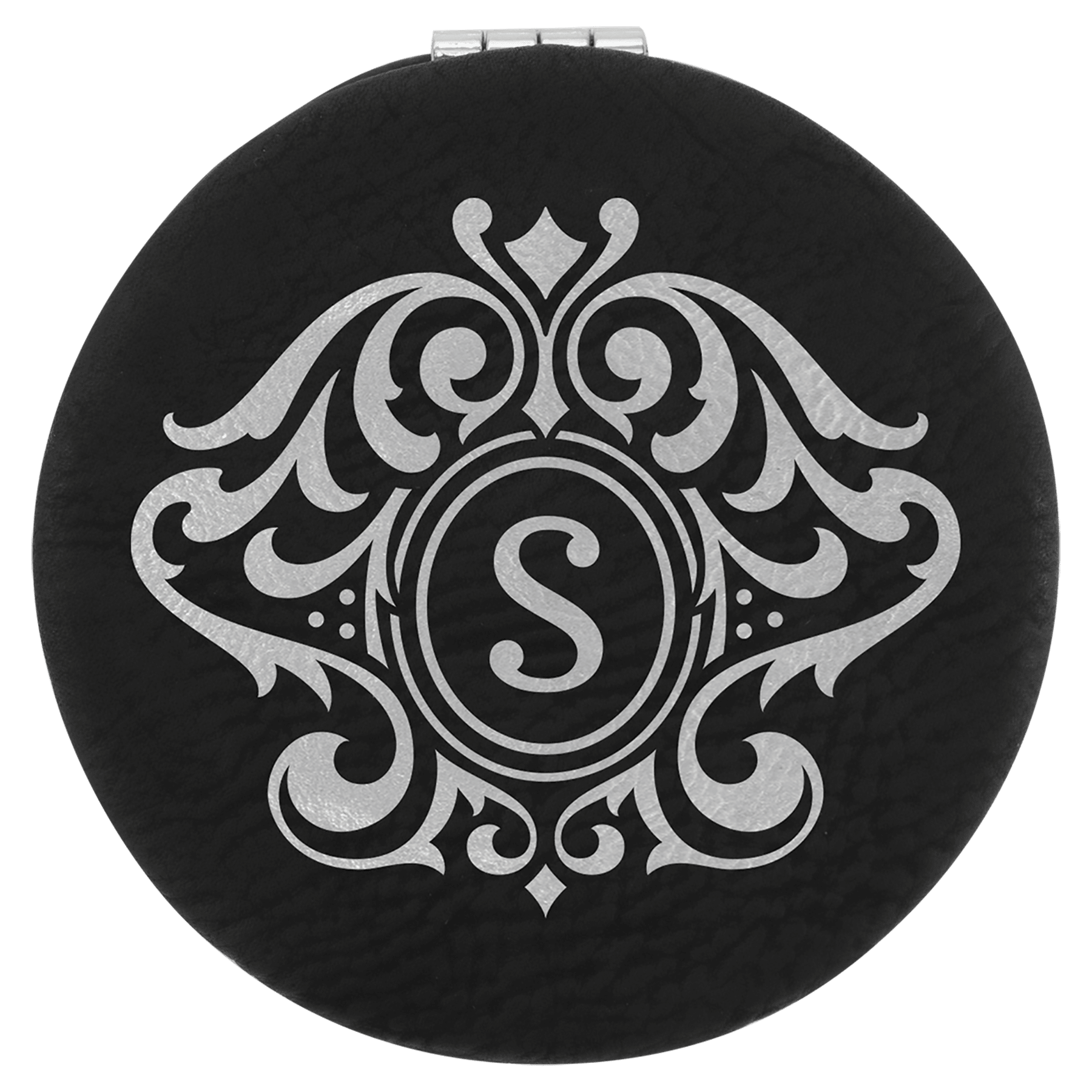 2 1/2" Laserable Leatherette Compact Mirror