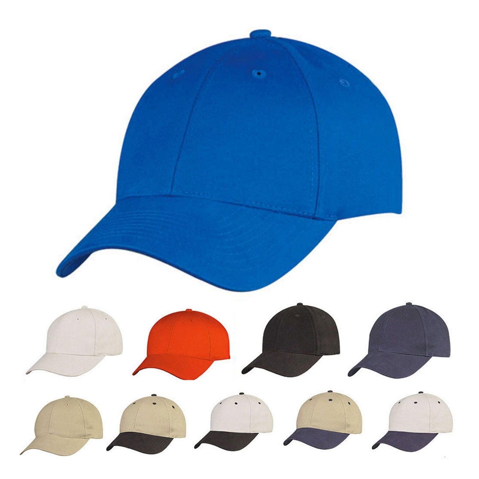 1 Dozen 6 Panel Low Crown Brushed Cotton Baseball Caps Hats Wholesale Bulk